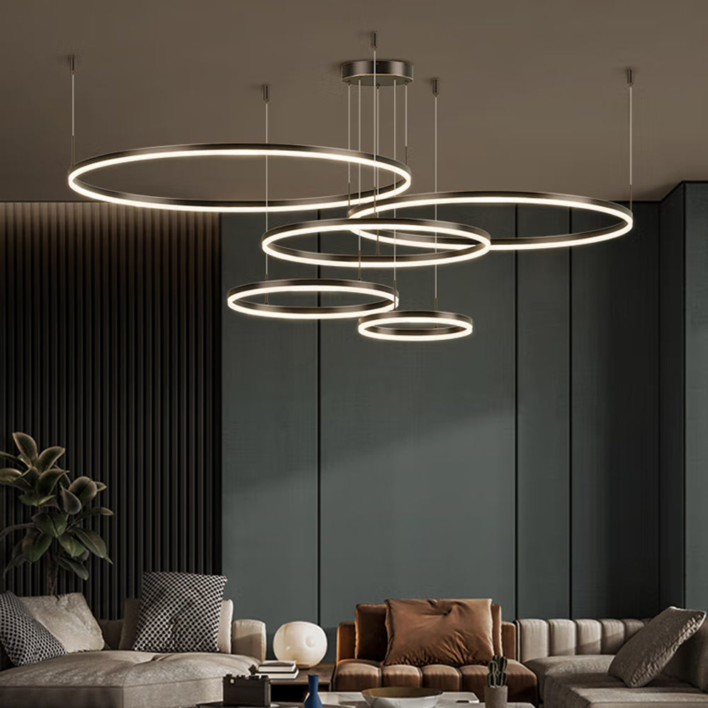 Arisha Pendant Lamp Metal Black/Gold/Coffee Tir-Circle Modern 12