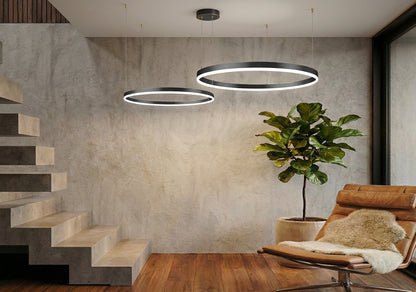 Elara Haus Artistic Circle Pendant - 3 Ring LED Light