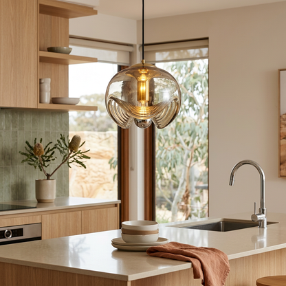 Elara Haus Artistic Glass Orb Pendant Lamp