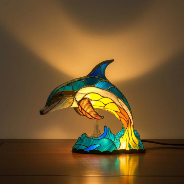 Elara Haus Artistic Stained Glass Table Lamp - Colourful Mosaic Design (15cm)