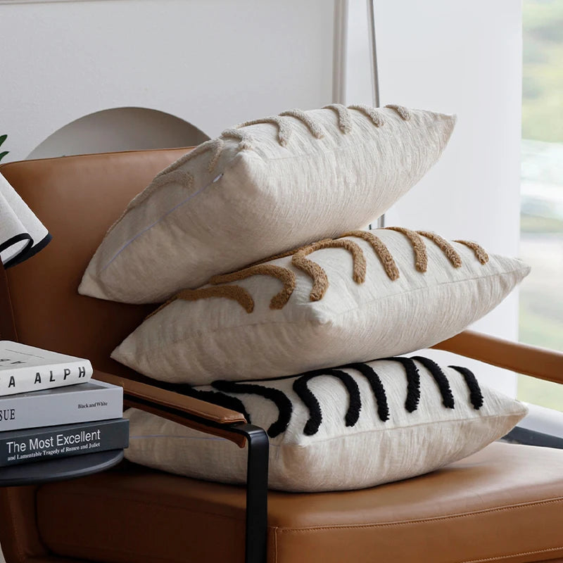 Sabella - Boho Chenille Decorative Cushion with Soft Geometric Lines for Sofa and Living Room 4