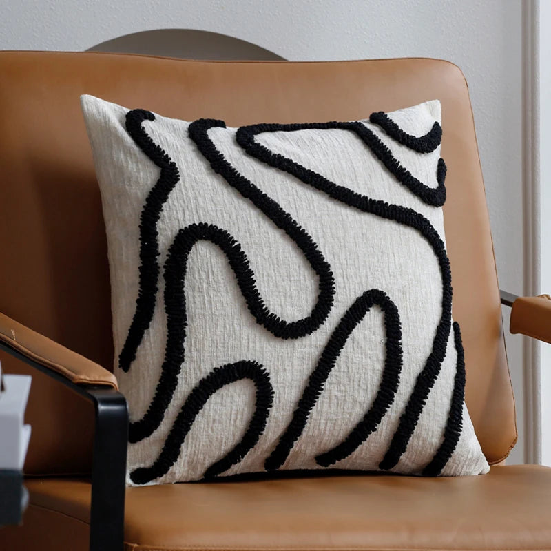 Sabella - Boho Chenille Decorative Cushion with Soft Geometric Lines for Sofa and Living Room 6