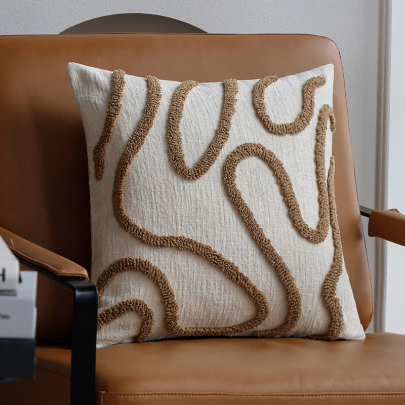 Sabella - Boho Chenille Decorative Cushion with Soft Geometric Lines for Sofa and Living Room 7