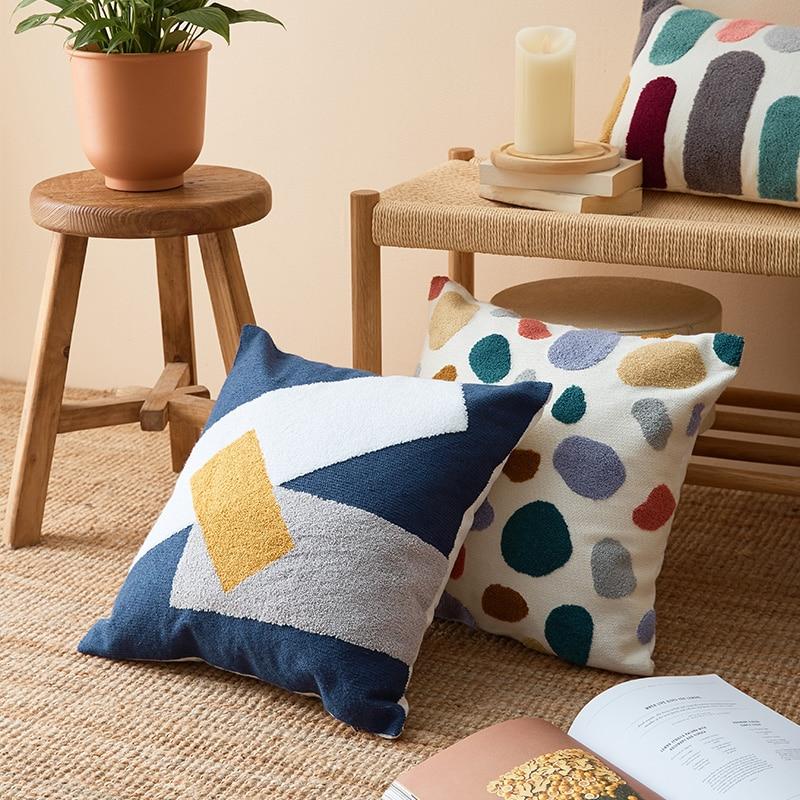 Arthena - Embroidered Decorative Cushions with Abstract Boho Shapes for Living Room and Bedroom 1