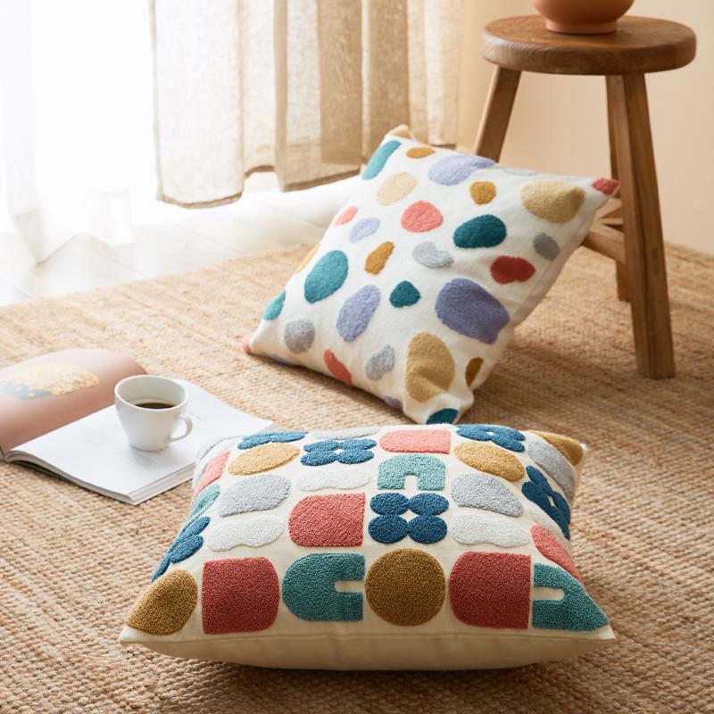 Arthena - Embroidered Decorative Cushions with Abstract Boho Shapes for Living Room and Bedroom 2