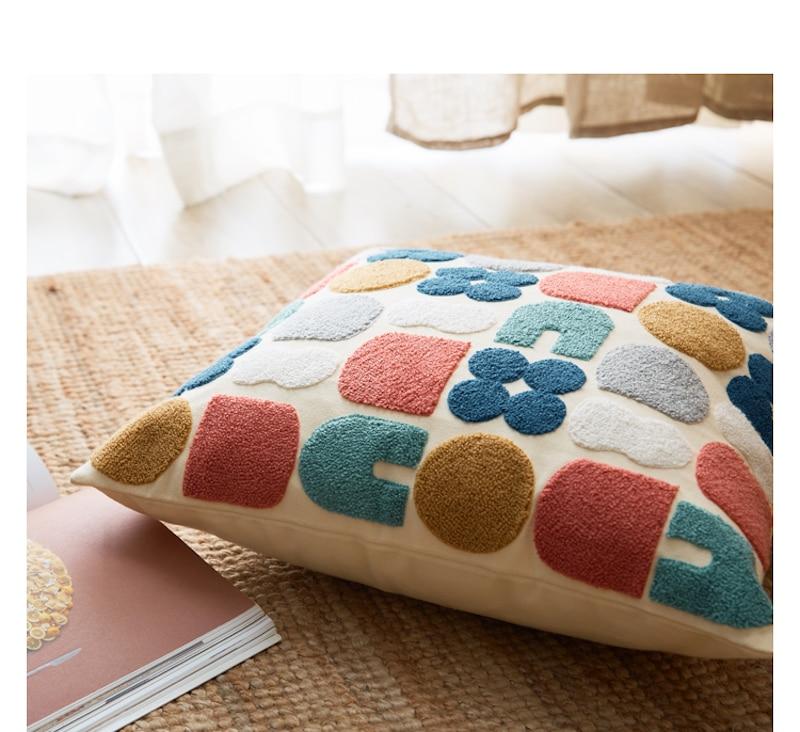 Arthena - Embroidered Decorative Cushions with Abstract Boho Shapes for Living Room and Bedroom 4