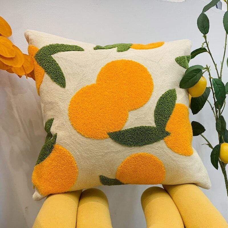 Olivienne - Orange Embroidered Decorative Cushion 0