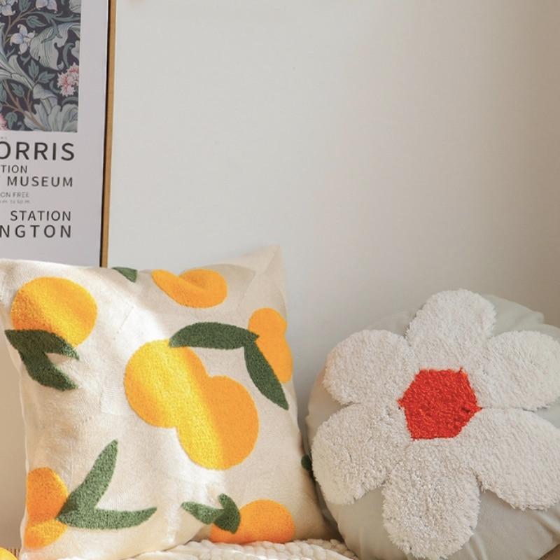Olivienne - Orange Embroidered Decorative Cushion 1