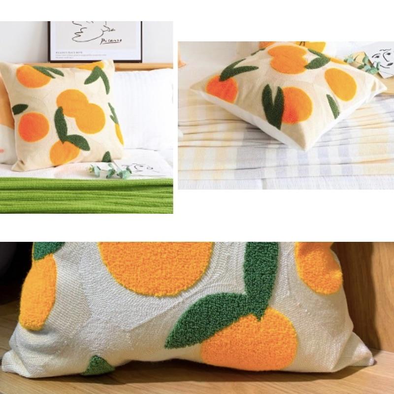 Olivienne - Orange Embroidered Decorative Cushion 3