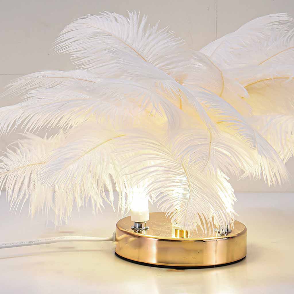 Sweet ostrich feather table lamp, 3 colors 3