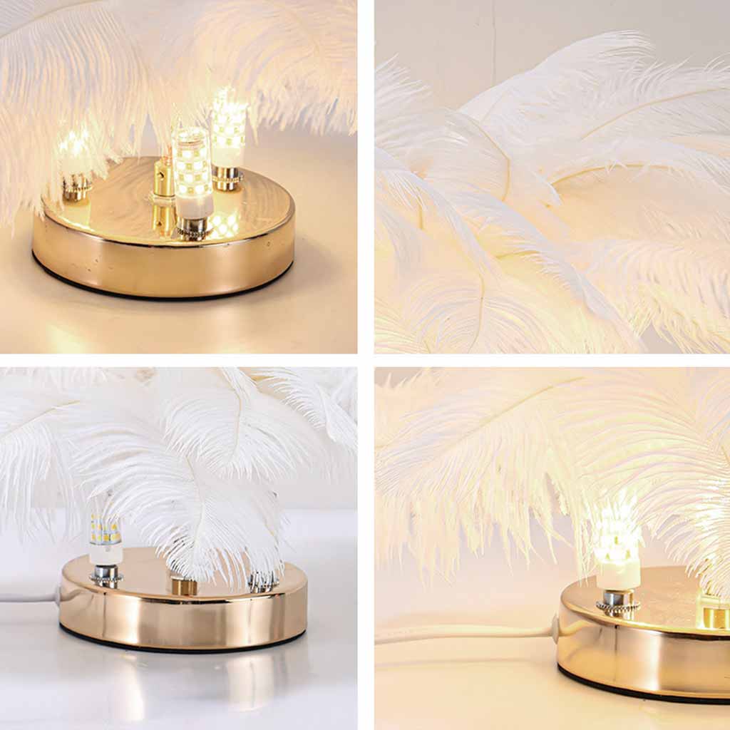 Sweet ostrich feather table lamp, 3 colors 5