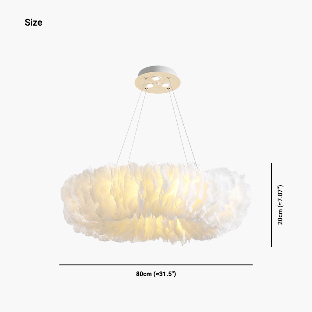 Feather-shaped ceiling light, unique ring, fluffy, pink/white 8