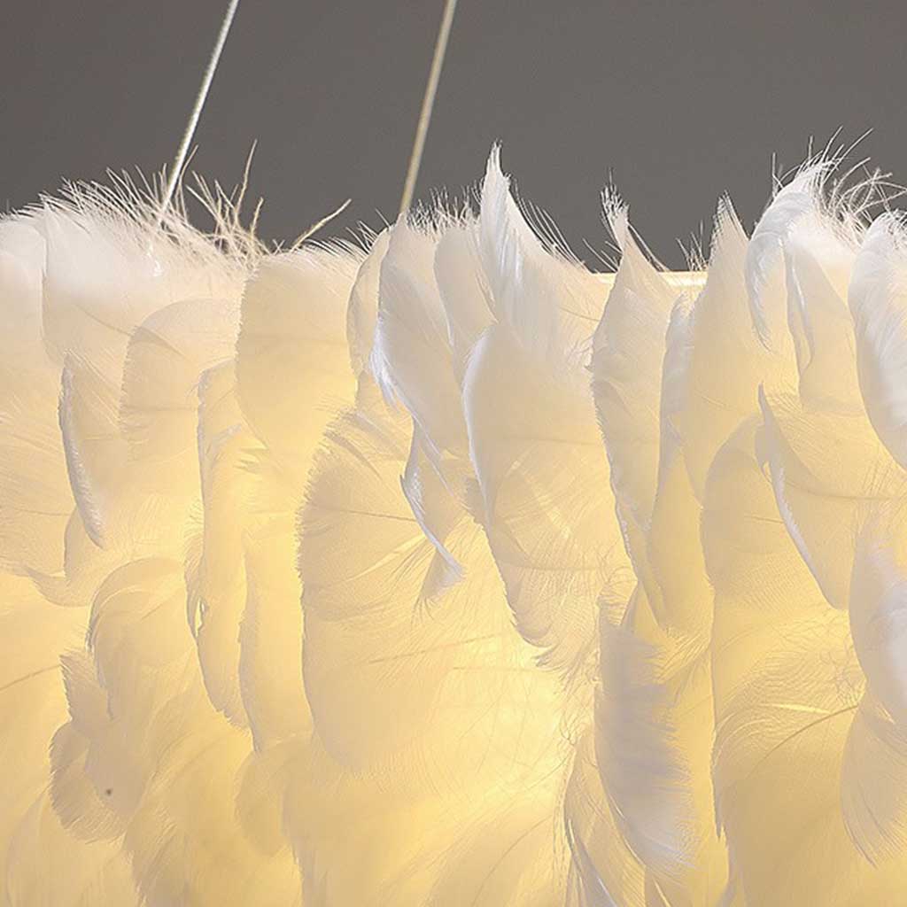 Feather-shaped ceiling light, unique ring, fluffy, pink/white 6