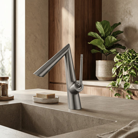 Elara Haus Asymmetric Fin – Architectural Basin Mixer