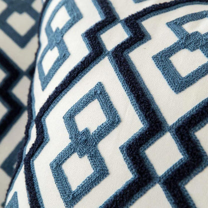 Auralithe - Blue Embroidered Decorative Cushion with Ornament Motif 1