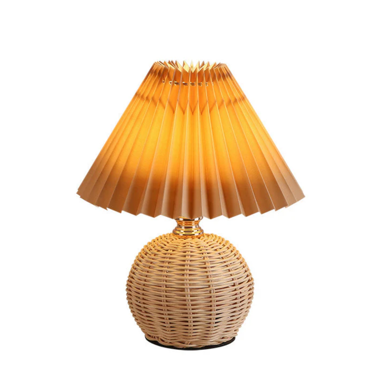 Table lamp with a woven base – natural boho style with a pleated shade 8