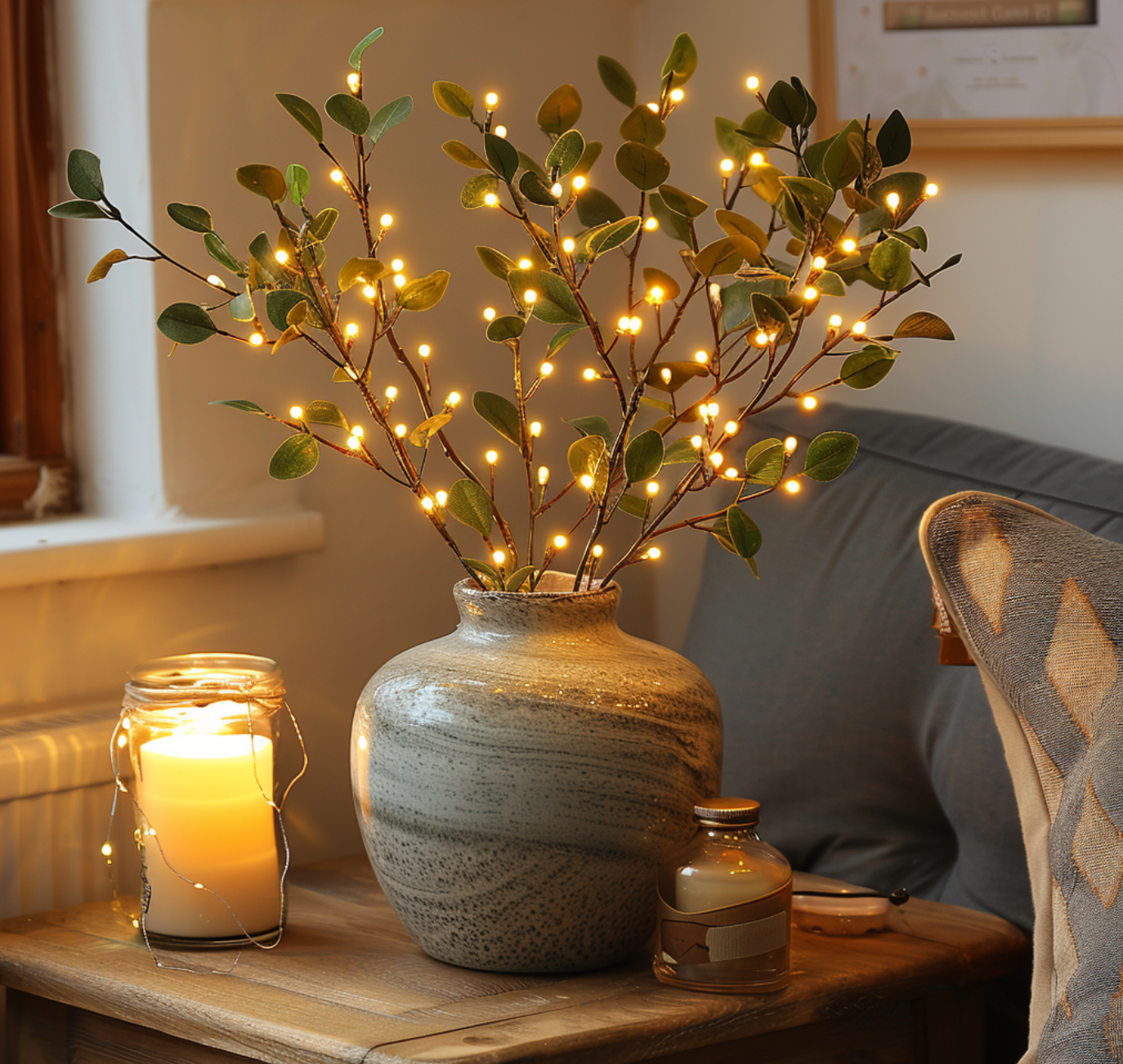 Elara Haus Botanical LED String Light - Warm White Olive Leaf