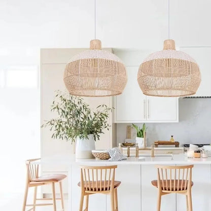 Braided Boho Pendant Lamp with Natural Wicker Shade 3