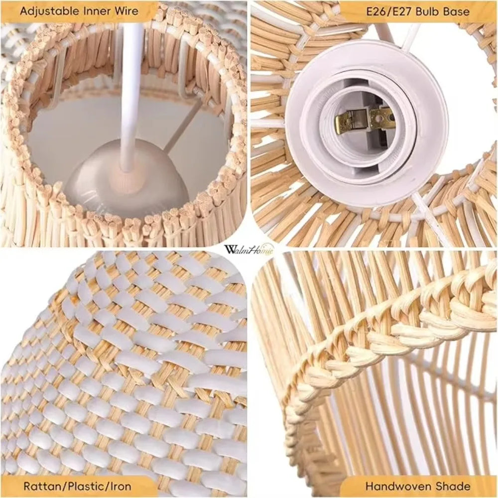 Braided Boho Pendant Lamp with Natural Wicker Shade 5