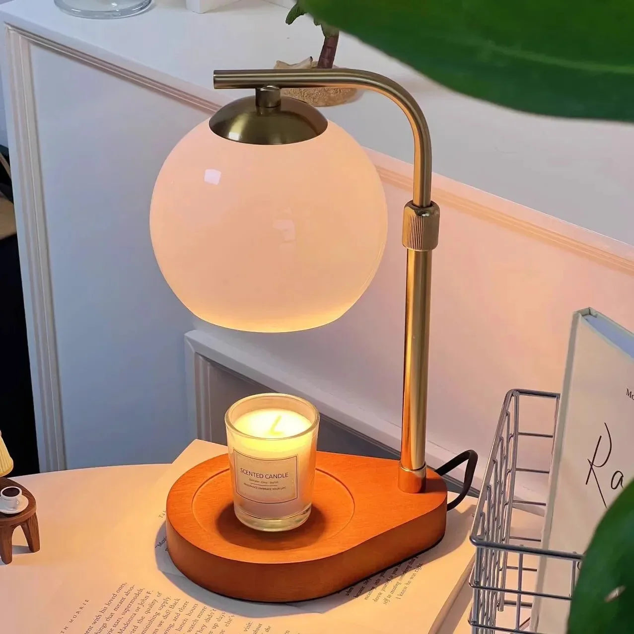 Elara Haus Candle Warmer Lamp - Metal And Glass Modern Design Elegant Lighting 4