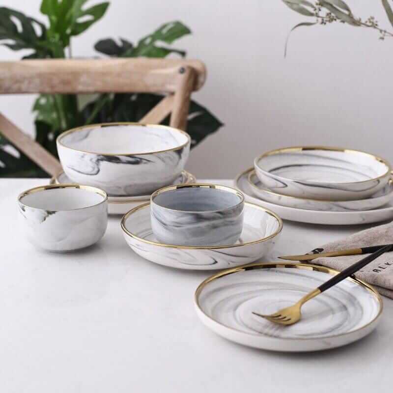 Marble Pattern Porcelain Plate Set 1
