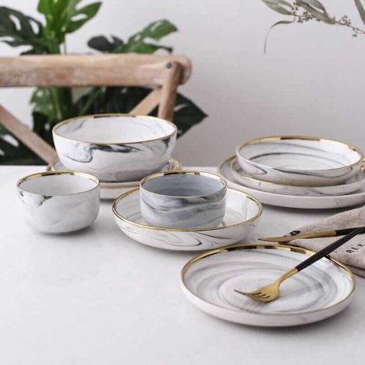 Marble Pattern Porcelain Plate Set 1