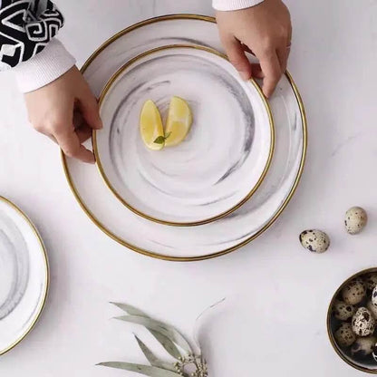 Marble Pattern Porcelain Plate Set 3