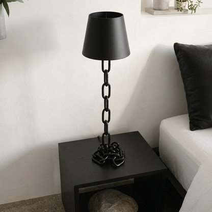 Elara Haus Chain Link Base Table Lamp with Fabric Shade