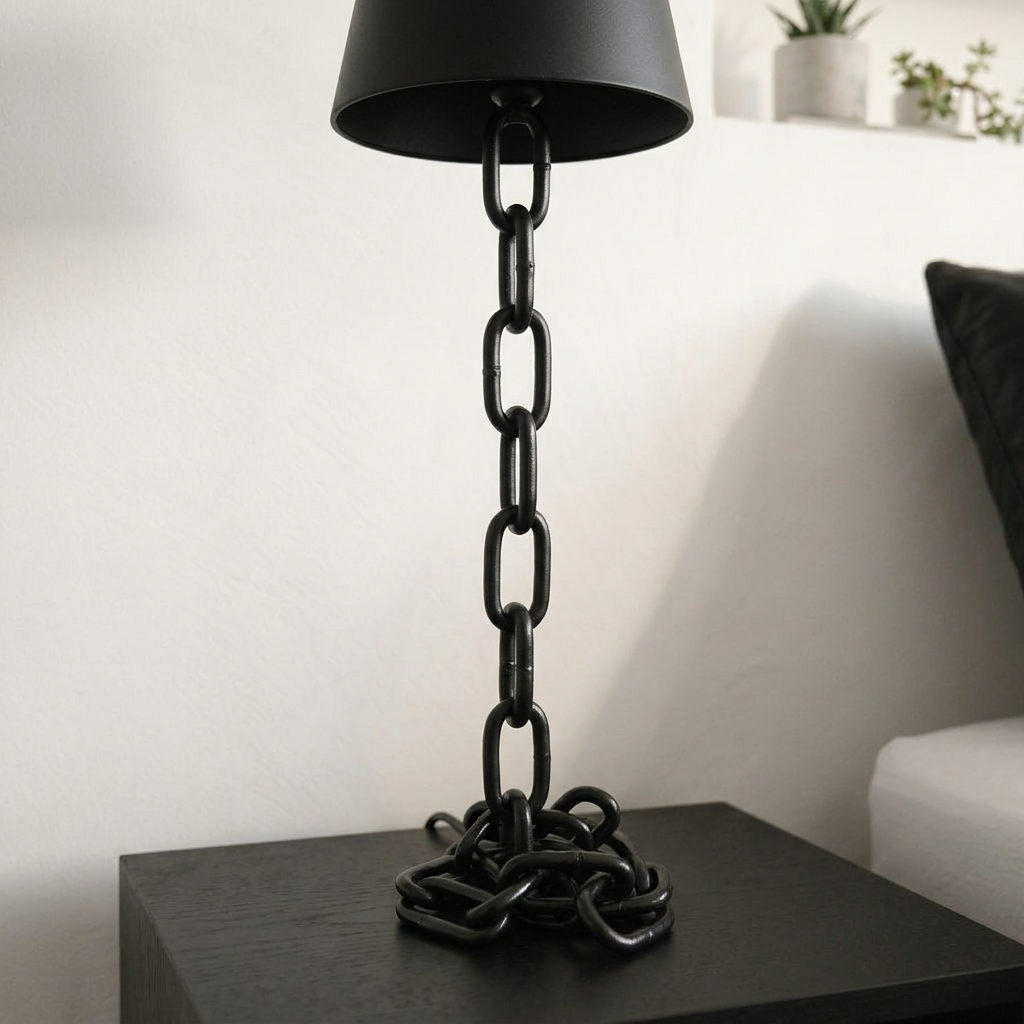 Elara Haus Chain Link Base Table Lamp with Fabric Shade