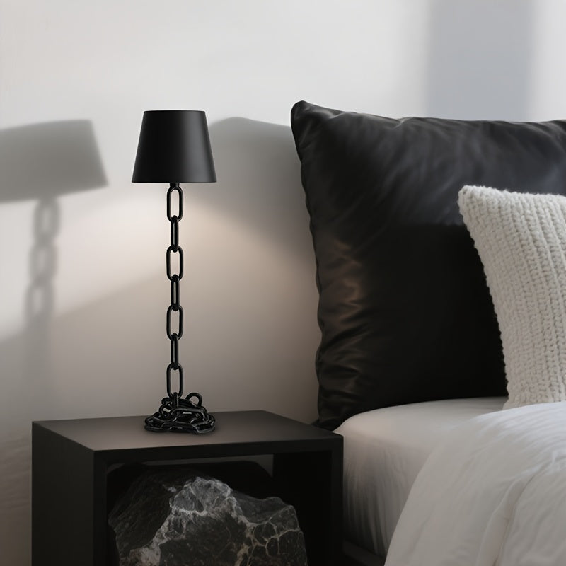 Elara Haus Chain Link Base Table Lamp with Fabric Shade