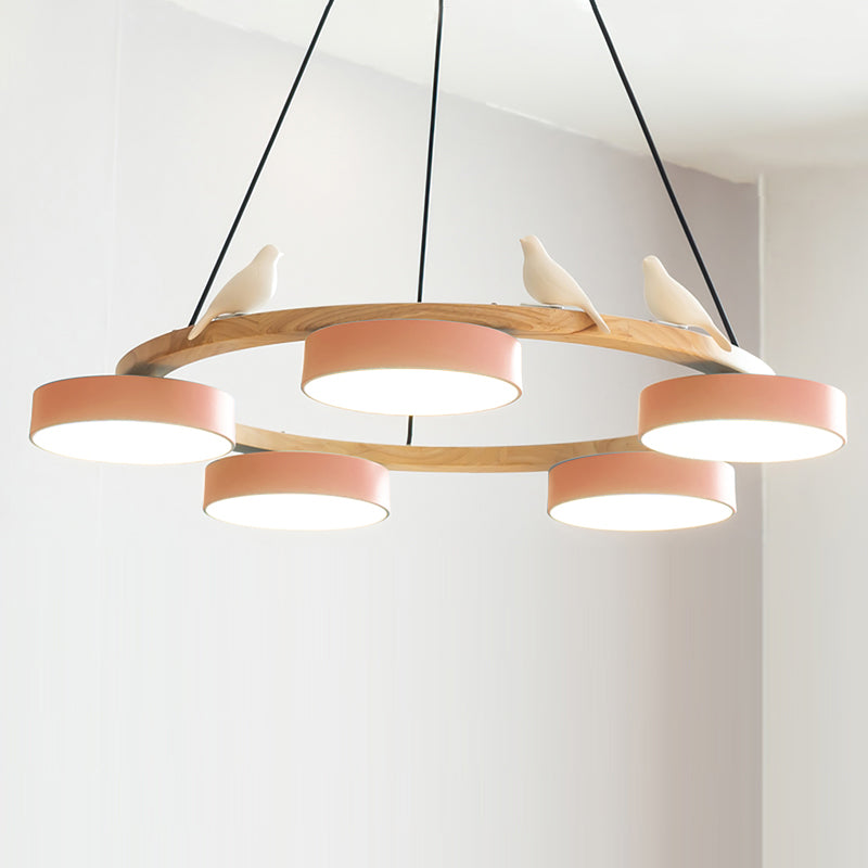 Elara Haus Chandelier - Metal And Wood Elegant Bird Design Chandelier Light 17