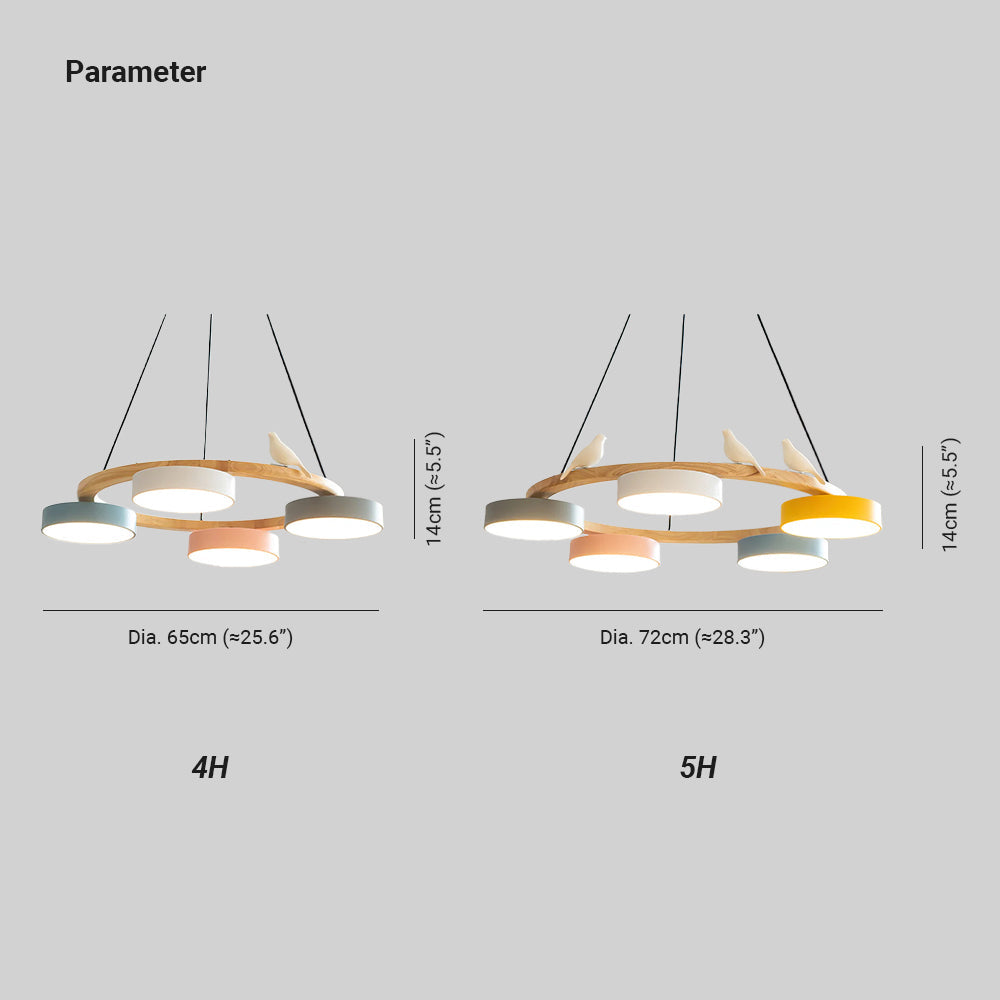 Elara Haus Chandelier - Metal And Wood Elegant Bird Design Chandelier Light 3