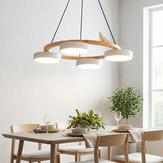 Elara Haus Chandelier - Metal And Wood Elegant Bird Design Chandelier Light