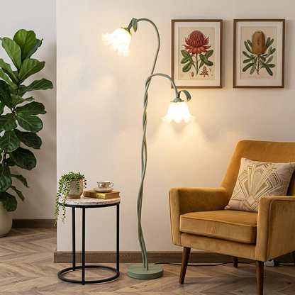 Elara Haus Charming Botanical Art Deco Floor Lamp