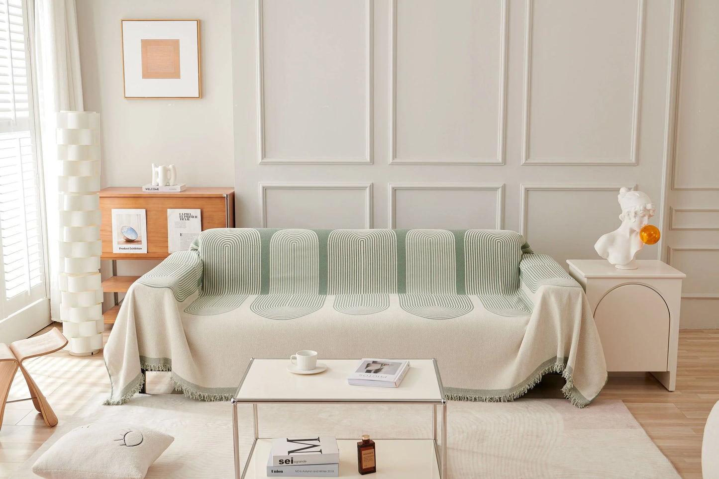 Elara Haus Chenille Throw - Pistachio Green
