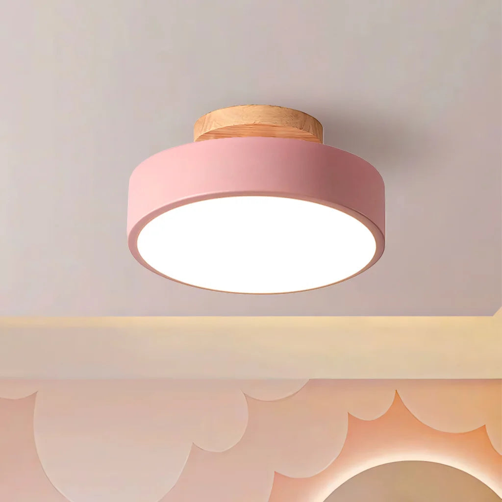 Eir Macaron Round Wood Grain Ceiling Lamp 8