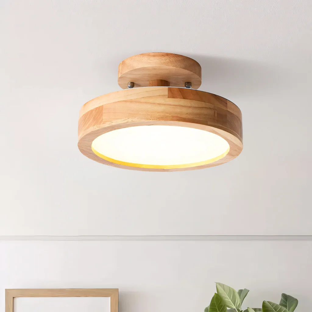 Eir Macaron Round Wood Grain Ceiling Lamp 9