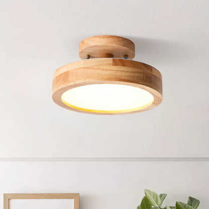 Eir Macaron Round Wood Grain Ceiling Lamp 9
