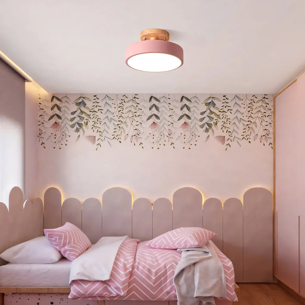 Eir Macaron Round Wood Grain Ceiling Lamp 2