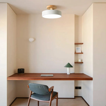 Eir Macaron Round Wood Grain Ceiling Lamp 4
