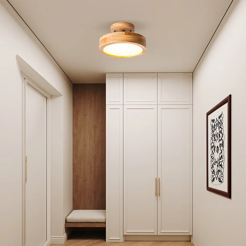 Eir Macaron Round Wood Grain Ceiling Lamp 5