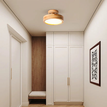 Eir Macaron Round Wood Grain Ceiling Lamp 5