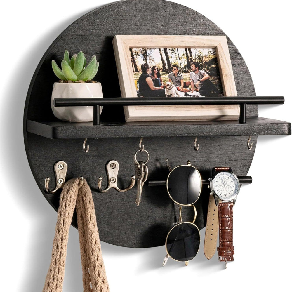 Round Wooden Key Holder | Stylish & Eco-Friendly Wall Organiser 1