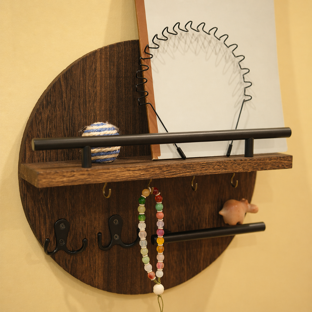 Round Wooden Key Holder | Stylish & Eco-Friendly Wall Organiser 2