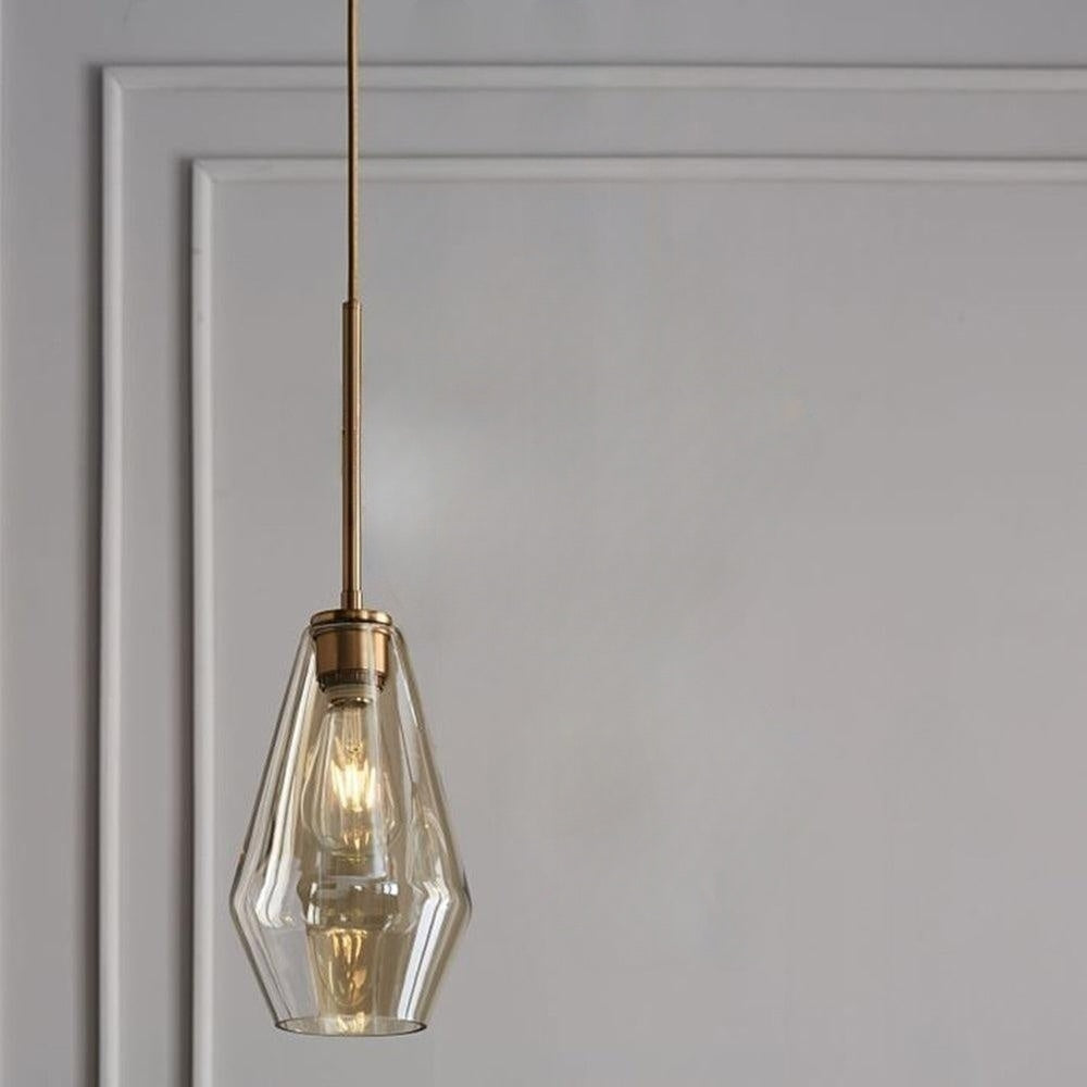 June Pendant Light Glass, Clear/Amber Diamond shape 6