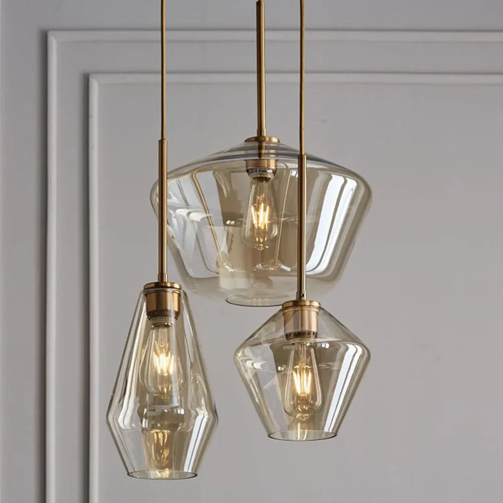 June Pendant Light Glass, Clear/Amber Diamond shape 9