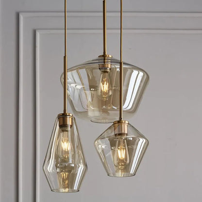 June Pendant Light Glass, Clear/Amber Diamond shape 9