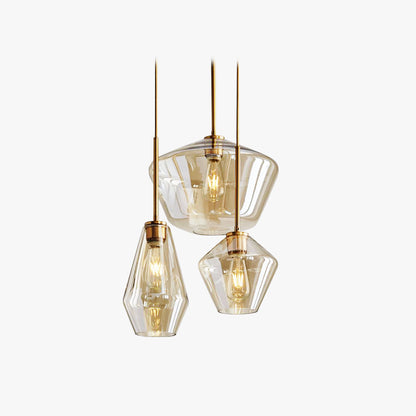 June Pendant Light Glass, Clear/Amber Diamond shape 1
