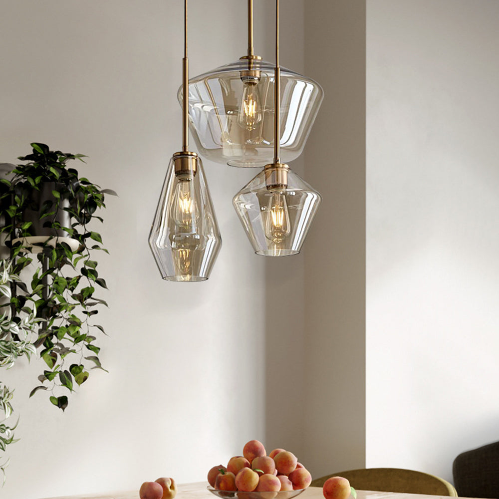 June Pendant Light Glass, Clear/Amber Diamond shape 2