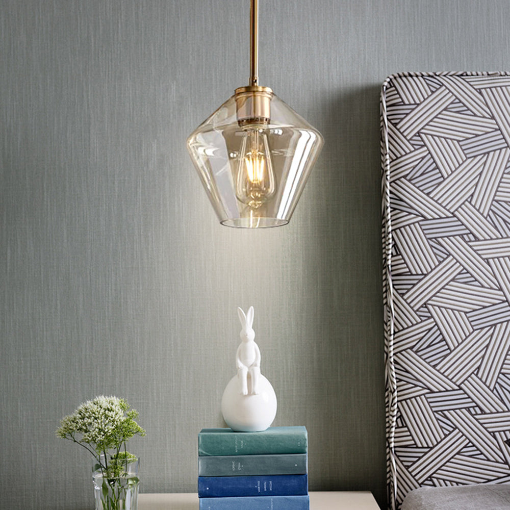 June Pendant Light Glass, Clear/Amber Diamond shape 3